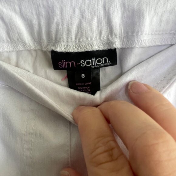 Slim-sation by Multiples Women’s Pull-On Ankle Pants — Size 8, White - Picture 3 of 7